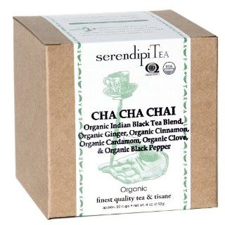 SerendipiTea Cha Cha Chai, Organic Indian Black Tea Blend & Organic Spices (Cinnamon, Cloves, Ginger, Cardamom & Pepper), 4 Ounce Boxes (Pack of 2)  Grocery & Gourmet Food