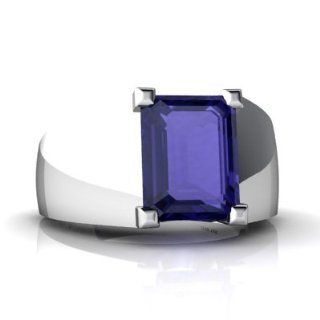 Lab Sapphire 14kt White Gold mens Ring Jewels For Me Jewelry