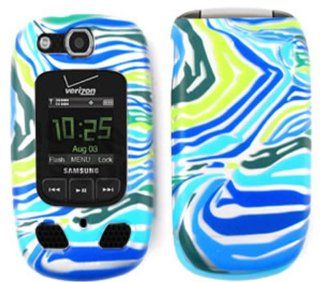 For Samsung Convoy 2 U660 Case Cover   Blue Green Zebra Print Rubberized TE148 S Cell Phones & Accessories