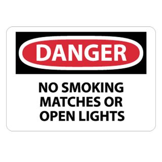 Nmc Osha Compliant Aluminum Danger Signs   14X10   Danger No Smoking Matches Or Open Lights
