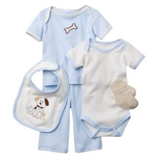 Hudson Baby Newborn Boys 6 Piece Dog Mesh Bag Gift Set   Blue 0 3 M