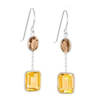Willow Gold Atlantis Smokey Topaz and Citrine 14k White Gold Earrings Willow Company Jewelry