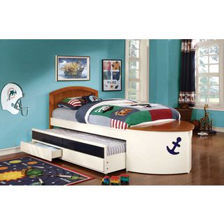 Furniture Of America Voyager Boat Twin Bed With Twin Trundle Oak Size Twin