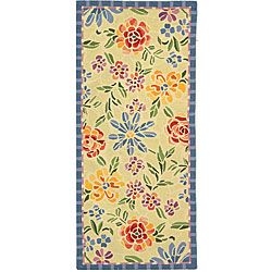 Hand hooked Mosaic Ivory Wool Rug (26 X 6)