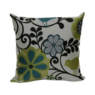 18 Jacquard Bird and Floral Print Decorative Pillow, Carribean