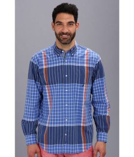 Nautica Engineered Madras Plaid Shirt L/S Woven Shirt Mens Long Sleeve Button Up (Blue)