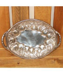 Silver Plated Stainless Steel Leaf Theme Serving or Decorative Tray  