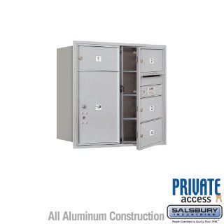 Salsbury Industries 3708D 04AFP 4C Horizontal Mailbox (Includes Master Commercial Locks)   8 Door High Unit (30 1/2 Inches)   Double Column   4 MB2 Doors / 1 PL6   Aluminum   Front Loading   Private Access   Security Mailboxes  