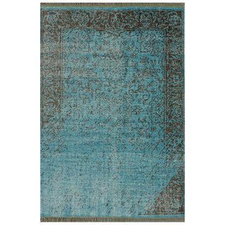 Nuloom Hand knotted Vintage inspired Overdyed Turquoise Wool Rug (5 X 8)