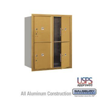 Salsbury Industries 3710D 4PGFU 4C Horizontal Mailbox   10 Door High Unit (37 1/2 Inches)   Double Column   Stand Alone Parcel Locker   4 PL5's   Gold   Front Loading   USPS Access   Security Mailboxes  