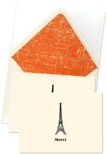 HAND MADE CARDS AND DESIGNER ENVELOPES   Merci Thank You Cards With Eiffel Tower Image   The Perfect Way To Say Thank You With Sophistication And Style   Exquisite Hand Made Cards And Designer Envelopes   Envelopes Are Lined With Elegant Hand Made Paper Wi