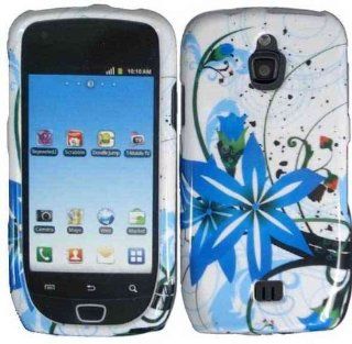White Blue Flower Hard Cover Case for Samsung Exhibit 4G SGH T759 Cell Phones & Accessories