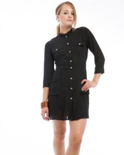 G2 Chic Women's Button Front Shirt Dress(DRS CAS, BLK S)
