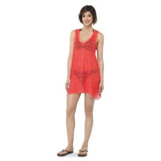 Womens Crochet Swim Coverup Dress  Coral XL