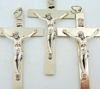 Lot 3 Catholic Rosary Part Crucifix Silver Gild Cross 2 1/4" I Am A Catholic Please Call A Priest Jewelry