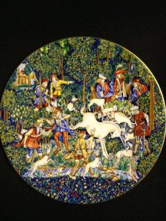 "The Unicorn Defends Himself" Plate 5 of Six Porcelain Collector's Plates of "La Chasse A La Licorne (The Hunt of the Unicorn)" Series  Commemorative Plates  