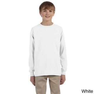 Jerzees Youth Boys Heavyweight Blend Long sleeve T shirt White Size L (14 16)