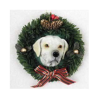 Yellow Labrador Retriever WreathChristmas Ornament   Decorative Hanging Ornaments