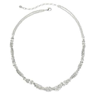 Vieste Silver Tone & Rhinestone Braided Frontal Necklace, Clear