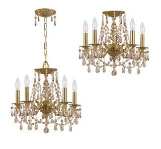 Crystorama Lighting Group 5545 AG GTS Crystal Five Light Up Lighting Ceiling Fixture from the Regis Collection, Aged Brass / Golden Teak Swarovski Strass   Chandeliers  