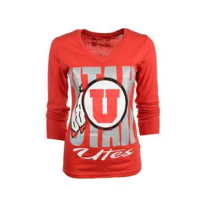 Utah Utes NCAA Womens Andromeda Long Sleeve Slub Vneck T Shirt