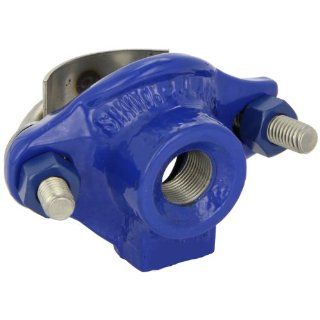 Smith Blair Ductile Iron Saddle Clamp, Stainless Steel Single Strap, 2" Pipe Size, 3/4" NPT Female Outlet Industrial Pipe Fittings