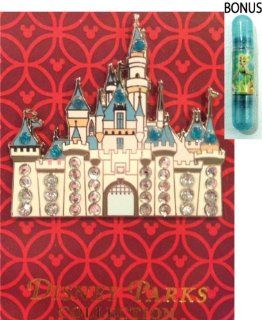 Disney Parks Jeweled Castle Trading Pin (Comes Sealed)   Disney Parks Exclusive & Limited Availability   BONUS Double Sided Faries Stamp Included 