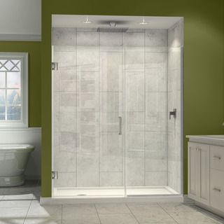 Dreamline Unidoor Plus 72 In. H X 57   58 In. W Frameless Hinged Shower Door, Clear Glass