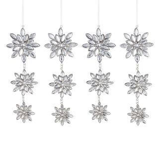 MARTHA STEWART MarthaHoliday Arctic Set of 4 Dangling Snowflake Christmas