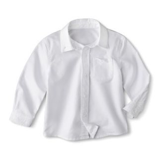 Cherokee Toddler Boys School Uniform Long Sleeve Oxford Shirt   True White 5T