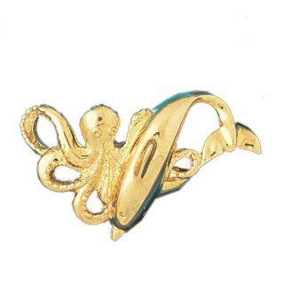 Dazzlers Solid 14karats Gold Dolphin and Octopus Charm 8.0 Grams Pendant Pendant Necklaces Jewelry