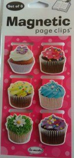Cupcakes Mini Photo Magnetic Page Clips Set of 6 by Re marks  Bookmarks 