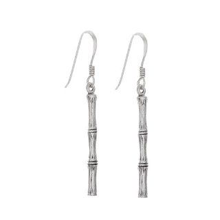 925 Sterling Silver Bamboo Hook Earrings Jewelry