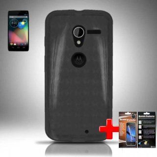 Motorola Moto X Phone (AT&T, US Cellular, Verizon, Sprint) One Piece TPU Rubber Fitted Body Mold Case Cover, Grey + LCD Clear Screen Saver Protector Cell Phones & Accessories