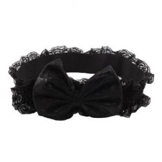 Allegra K Women Bowknot Detailing Metal Buckle Elastic Black Lace Waist Belt Apparel Belts
