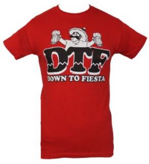 Crude Attitude Mens T Shirt   "DTF Down To Fiesta" Sombero Guy Image (X Small) Red Clothing