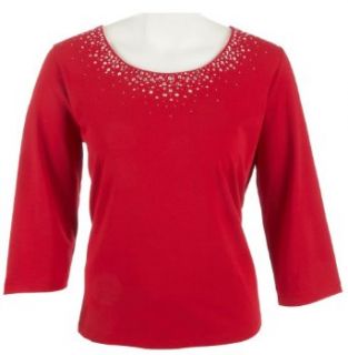 Hearts of Palm Plus Well Red Embellished Top Scarlet red 1X