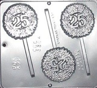 "25" 25th Anniversary or Birthday Lollipop Chocolate Candy Mold Candy Making Molds Kitchen & Dining