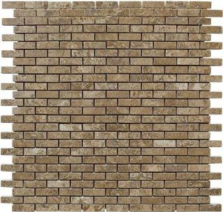 Travertine Tile Mosaic Natural Stone Flooring Wall Backsplash   Noce 3/8" Mini Brick   Ceramic Tiles  