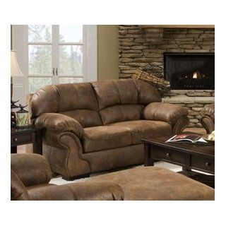 Pinto Tobacco Leather Look Fabric Loveseat Set   Sofas