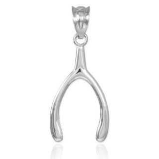 Silver Polished Wishbone Pendant Jewelry