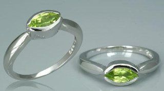 Marquise Cut Peridot Ring Sterling Silver Rhodium Nickel Finish Peora Jewelry