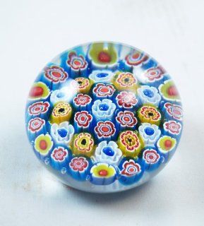 Murano Design 3 Type of Murrine Pattern Blue Paperweight PW 652   Sports Fan Paper Weights