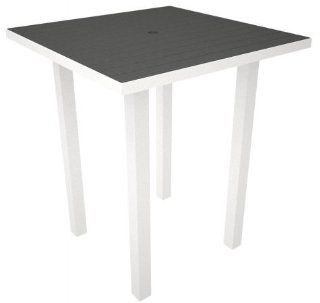 Euro Bar Table Frame Finish Gloss White, Top Finish Slate Grey  Patio Tables  Patio, Lawn & Garden