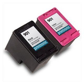 Printronic Remanufactured Ink Cartridge Replacement for HP 901 Black CC653AN HP 901 Color CC656AN (1 Black 1 Color) 2 Pack Electronics