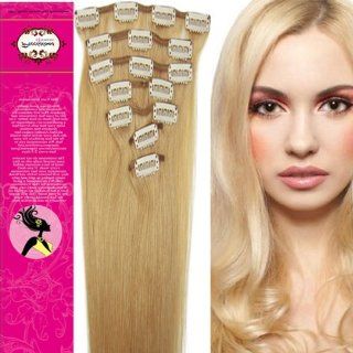 15'' 7pcs Clip in 100% Real Remy Human Hair Extensions Straight 27 Dark Blonde Women Hair Styling Design  Beauty