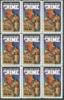 CRIME PREVENTION ~ CRIME DOG MCGRUFF #2102 Block of 9 x 20 US Postage Stamps 