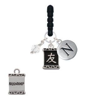 Chinese 'Friendship' Initial Phone Candy Charm Silver Pebble Initial N Cell Phones & Accessories