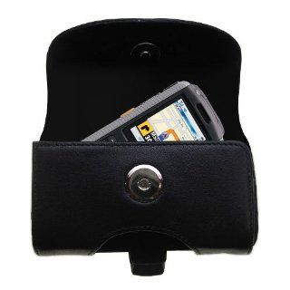 Belt Mounted Leather Case Custom Designed for the Samsung SGH A657   Black Color with Removable Clip by Gomadic Cell Phones & Accessories