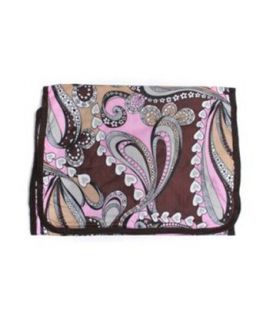 Brown & Pink Paisley Tri Fold Travel Cosmetic Bag Clothing